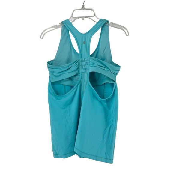 Lululemon Turbo Tank Size 10 Aqua Blue Built In Bra Active Wear Scoop Neck Top - Picture 4 of 10